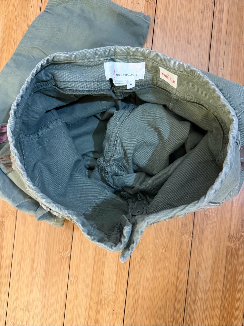 Anthropologie The Wanderer Green Button Front Utility Embellished Pants Size 26 - Picture 6 of 15